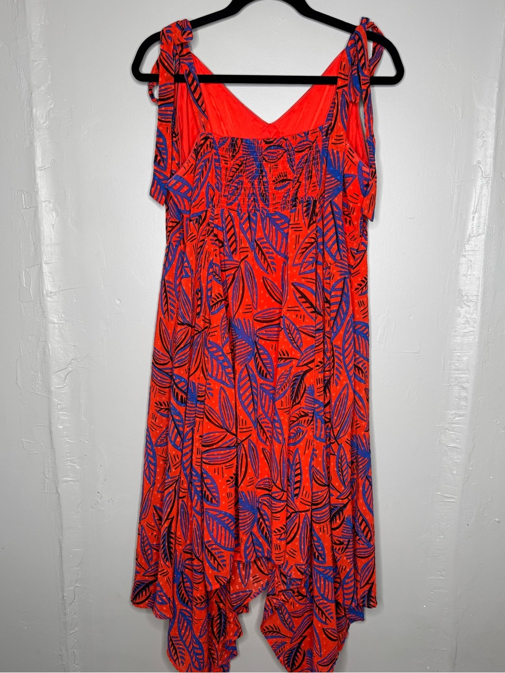 Alexis for Target red and blue tropical leaf print Asymmetrical hem dress formal - Picture 9 of 9